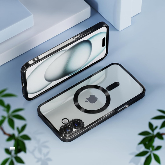Husă pentru iPhone 16 Plus, Electro MagSafe, negru + Sticlă pentru ecran