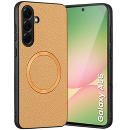 Huse pentru Samsung Galaxy A56 5G, Leather Hybrid MagSafe, de aur