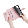 Cu clapetă pentru iPhone 15, Wallet Zipper Pocket, roz
