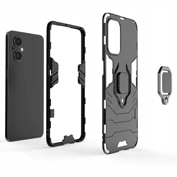 Huse pentru Oppo Reno7 Lite, Kickstand Ring, negru