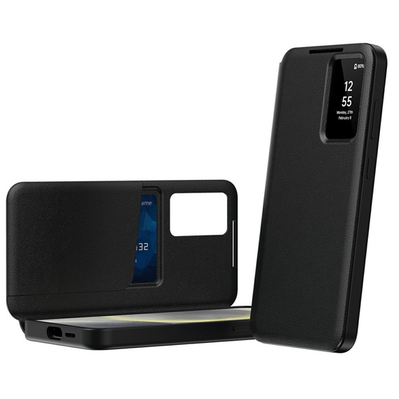 Husă cu clapetă pentru Samsung Galaxy S25 Edge, Smart View Wallet, negru