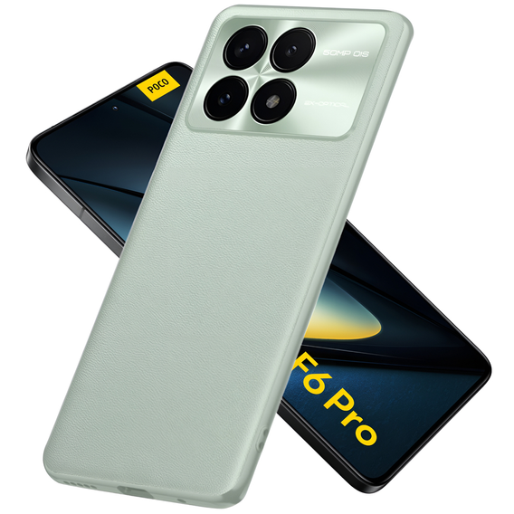 Husă din piele pentru Xiaomi Poco F6 Pro, leather hybrid, verde