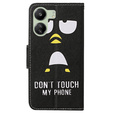 Cu clapetă pentru Xiaomi Redmi 13C / Poco C65, Wallet, Don't Touch My Phone, negru