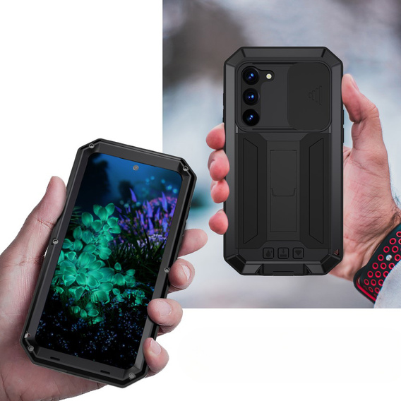 Husă blindată pentru Samsung Galaxy S23 Plus, R-JUST CamShield Slide, negru