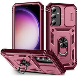 Husă blindată pentru Samsung Galaxy S23 FE, CamShield Slide, roz / roșu