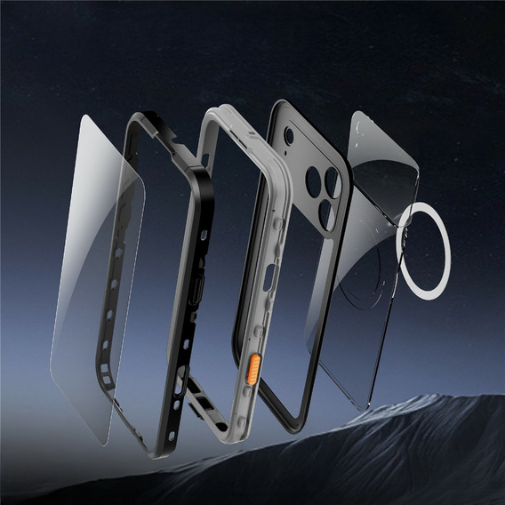 Husă pentru iPhone 17 Pro Max, IP68 rezistentă la apă, SHELLBOX MagSafe, negru