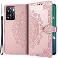 Cu clapetă pentru Oppo A57s, Mandala, roz rose gold