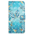 Cu clapetă pentru Samsung Galaxy A05s, Wallet, Blue Gold Butterflies, albastru