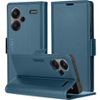Husă pentru Xiaomi Redmi Note 13 Pro+, ERBORD Glossy Litchi, portofel cu clapetă, albastru
