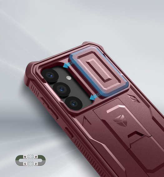 Husă blindată pentru Samsung Galaxy S25, Dexnor Full Body (Two Frames), roșu