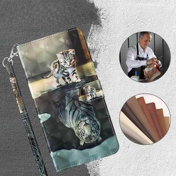 Cu clapetă pentru Oppo A17, Wallet, Cat & Tiger