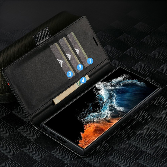 Carcasă cu clapetă pentru Samsung Galaxy S25 Ultra, Carbon LC.IMEEKE, negru