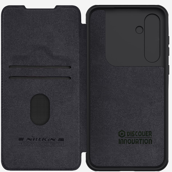 NILLKIN flip case NILLKIN pentru Samsung Galaxy A55, CamShield Qin Pro, piele, negru