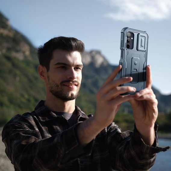 Husă blindată pentru Samsung Galaxy A15, Dexnor Full Body (Two Frames), albastru