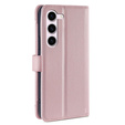 Cu clapetă pentru Samsung Galaxy S23, Wallet Zipper Pocket, roz