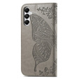 Cu clapetă pentru Samsung Galaxy A05s, Butterfly, gri