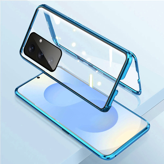 Husa pentru Samsung Galaxy S25+ Plus, Magnetic Dual Glass, albastru