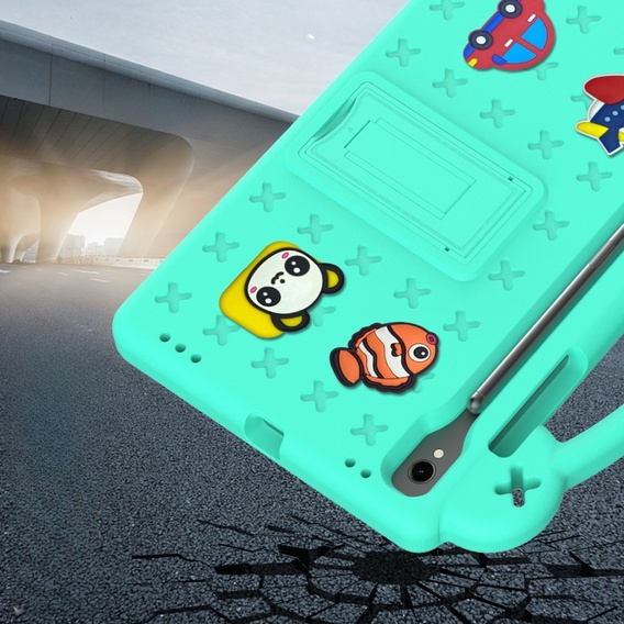 Husă pentru copii pentru Samsung Galaxy Tab S7/S8/S9, Cute Patterns, cu suport, verde