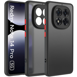 Husă din silicon pentru Xiaomi Redmi Note 14 Pro 5G /  Poco X7 5G, cu protecție pentru cameră, transparent / negru + sticlă călită 9H