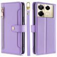 Cu clapetă pentru Infinix Note 40 Pro, Wallet Zipper Pocket, violet