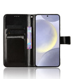 Cu clapetă pentru Samsung Galaxy S25 FE, Crazy Horse Wallet, negru