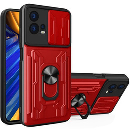 Husă blindată pentru Motorola Edge 30 Fusion 5G, Camera Slide Card Slot, roșu