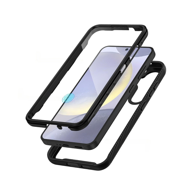 Carcasă pentru Samsung Galaxy S24, Shockproof, cu folie, negru
