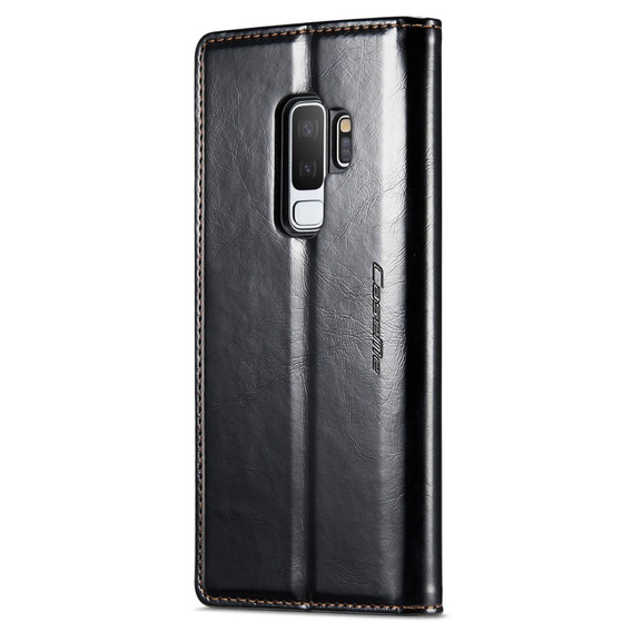 Carcasă flip CASEME pentru Samsung Galaxy S9+ Plus, Waxy Textured, negru