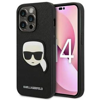 Karl Lagerfeld Huse pentru iPhone 14 Pro Max, Saffiano Karl's Head Patch, negru