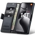 Husă pentru Xiaomi 14T, ERBORD Glossy Litchi, portofel cu clapetă, negru