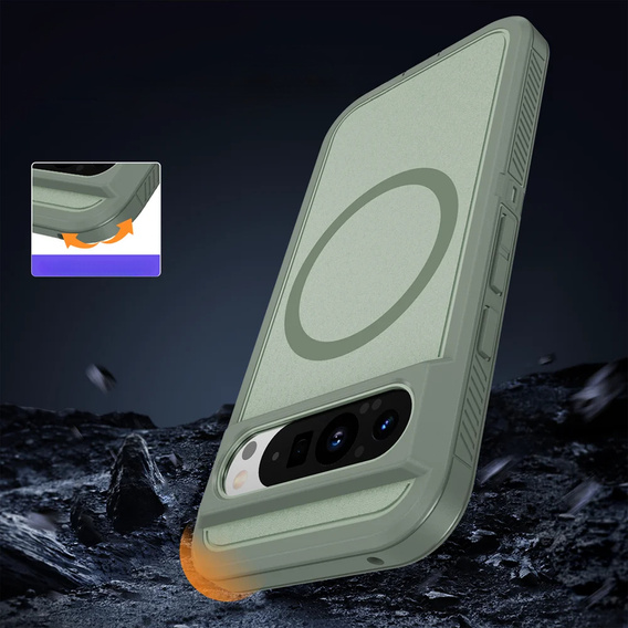 Carcasă cu ramă pentru Google Pixel 9 / Google Pixel 9 Pro, pentru MagSafe, verde