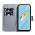 Cu clapetă pentru Oppo A17, Wallet flowers, albastru