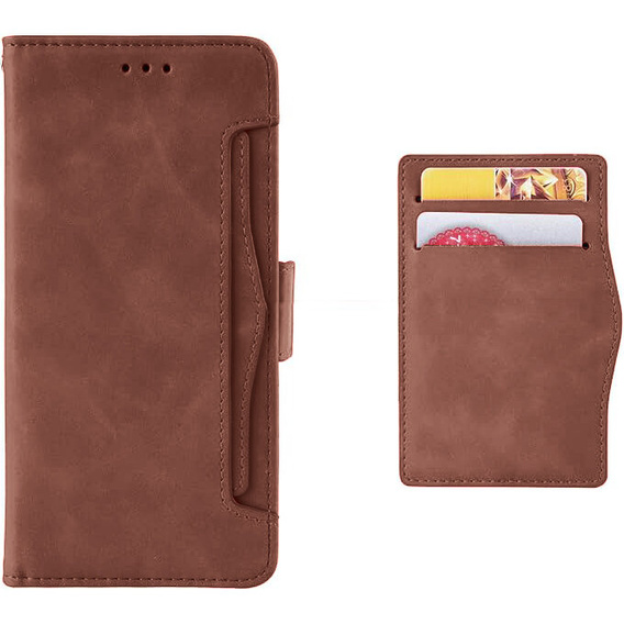 Cu clapetă pentru Xiaomi Poco F6, Card Slot, maro