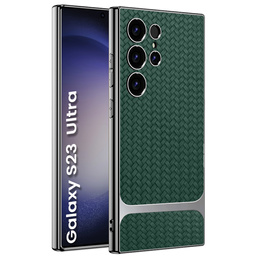 Huse pentru Samsung Galaxy S23 Ultra, GKK Woven Leather, verde