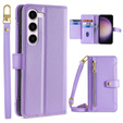 Cu clapetă pentru Samsung Galaxy S23, Wallet Zipper Pocket, violet