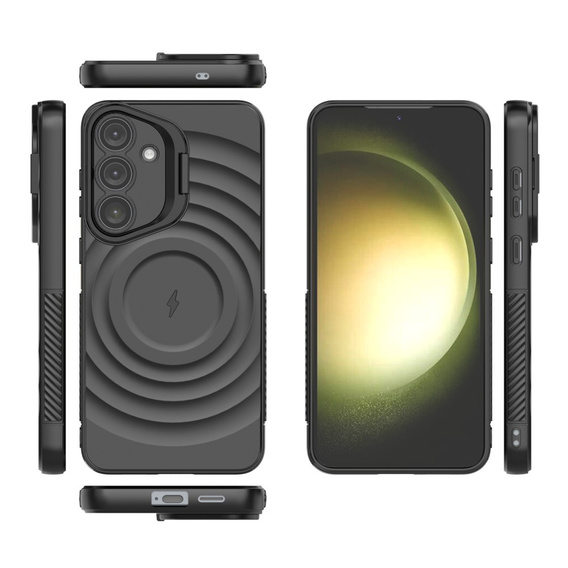 Husă pentru Samsung Galaxy S25+ Plus, Ripple Kickstand, pentru MagSafe, negru