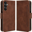 Cu clapetă pentru Samsung Galaxy M35, Card Slot, maro