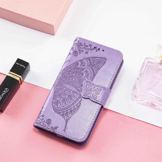 Cu clapetă pentru Oppo Reno 13F / Oppo Reno 13FS, Butterfly, violet