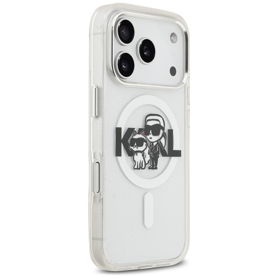 Husă Karl Lagerfeld IML Glitter Karl și Choupette MagSafe pentru iPhone 17 Pro
