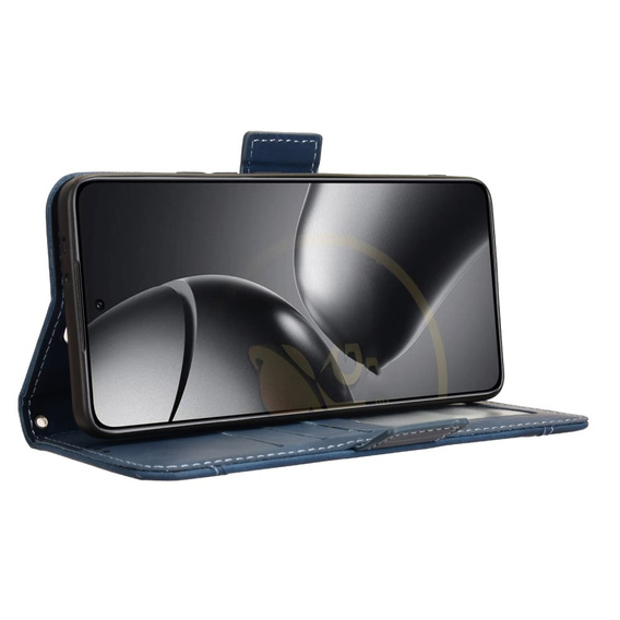 Cu clapetă pentru Xiaomi 14T Pro, Card Slot, albastru închis