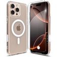 Carcasă ERBORD MagSafe pentru iPhone 16 Pro Max, buton activ, transparentă + Sticlă pentru ecran