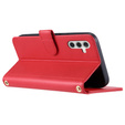 Husă cu clapetă pentru Samsung Galaxy A55 5G, Rhombus Crossbody Leather, roșu