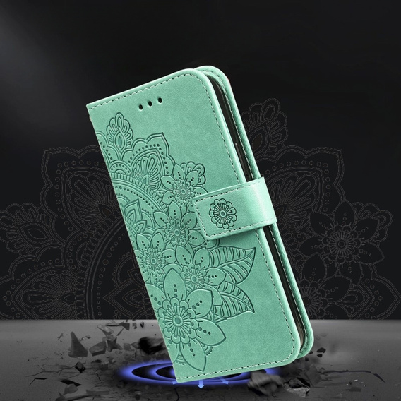 Cu clapetă pentru Huawei Nova Y61, Mandala Flower, verde