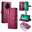 Cu clapetă pentru Realme 14 Pro 5G, Wallet Zipper Pocket, roșu