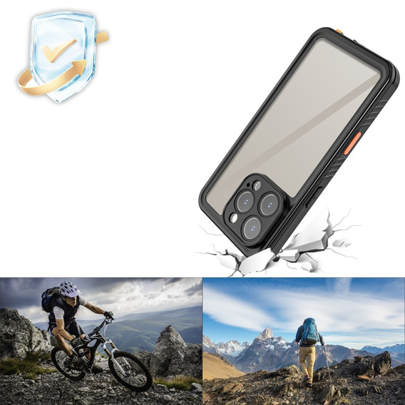 Husă impermeabilă IP68 pentru iPhone 16 Pro Max, negru