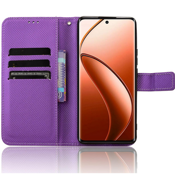 Cu clapetă pentru Realme 12 Pro 5G / 12 Pro+ 5G, Wallet Smart Magnet, violet