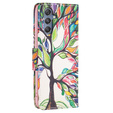 Cu clapetă pentru Samsung Galaxy M34, Wallet, tree of life, alb