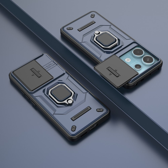Husă pentru Xiaomi Redmi Note 13 Pro 5G, KickStand Camera Lens, albastru
