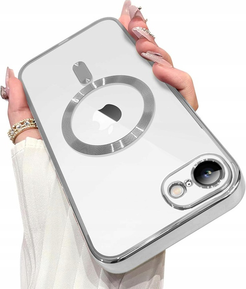 Husă pentru iPhone 7 / 8, Electro MagSafe, de argint + Sticlă pentru ecran