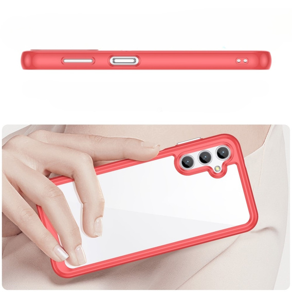Huse pentru Samsung Galaxy A14 4G/5G, Fusion Hybrid, transparent / roșu